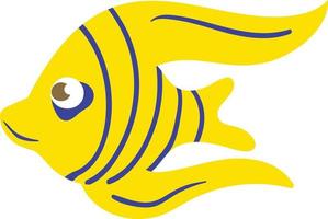 peixe borboleta amarelo sorrindo e nadando. vetor bonito de peixe amarelo.