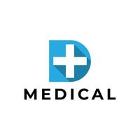 letra d design de logotipo médico vetor