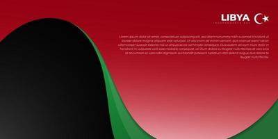 verde ondulado no design de fundo vermelho e preto. design de modelo de dia da independência da líbia. vetor