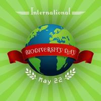 conceito de dia internacional da biodiversidade com globo e fita vermelha vetor