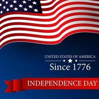 feliz dia da independência 4 de julho com acenando a bandeira. vetor