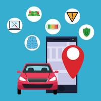 conceito de serviço de carro de localização de gps vetor