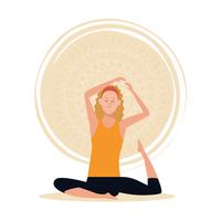 mulher em poses de ioga vetor