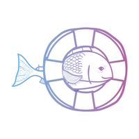 peixe de linha com projeto de objeto de bóia de vida vetor