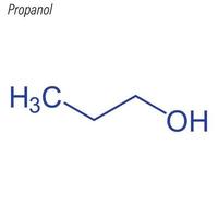 fórmula esquelética vetorial de propanol antimicrobiano químico mol vetor