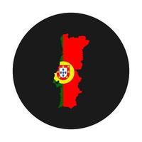 silhueta do mapa de Portugal com bandeira sobre fundo preto vetor