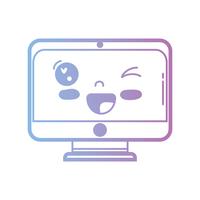 linha kawaii bonito monitor de tela engraçada vetor