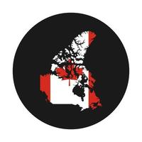 silhueta do mapa do Canadá com bandeira no fundo preto vetor