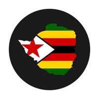 silhueta do mapa do zimbabu com bandeira em fundo preto vetor