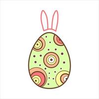 Feliz Páscoa. ovo com orelhas de coelho em um fundo branco. vetor. vetor