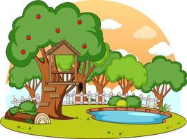uma casa na árvore simples no fundo da natureza vetor