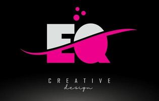 eq eq logotipo de letra branca e rosa com swoosh e pontos. vetor