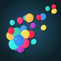 bando de balão de hélio, voando bolas de ar isoladas no fundo. feliz aniversário, conceito de férias. decoração de festa. desenho de desenho vetorial vetor