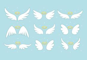 brilhar asas de fada anjo com ouro nimbus, halo isolado no fundo. desenho de desenho vetorial.