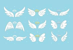 brilhar asas de fada anjo com ouro nimbus, halo isolado no fundo. desenho de desenho vetorial.