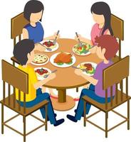 mesa de jantar família isométrica vetor