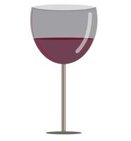 vinho borgonha, ilustração de uma garrafa de vidro e um copo de bebida de vinho, um pincel de uvas azuis vetor