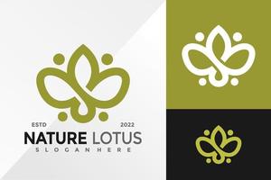 modelo de ilustração vetorial de design de logotipo de spa de lótus de natureza vetor