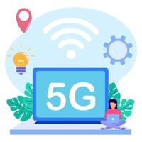 ilustração vetorial gráfico personagem de desenho animado da rede 5g vetor