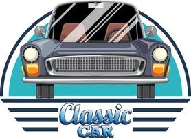 logotipo de carro clássico com carro clássico em fundo branco vetor