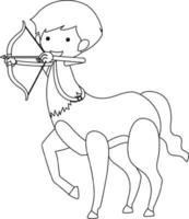 personagem de doodle centauro preto e branco vetor