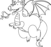 personagem de doodle dragão preto e branco vetor