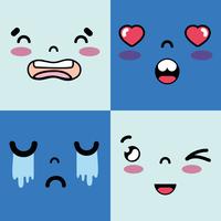 conjunto de rostos emoji com caráter de emoções vetor
