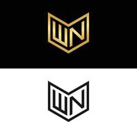 vetor de design de logotipo de letra inicial dourada wn
