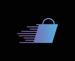 vetor de design de logotipo de saco de compras isolado em fundo preto