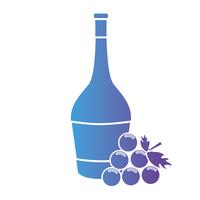 garrafa de vinho de linha com fruta uva vetor