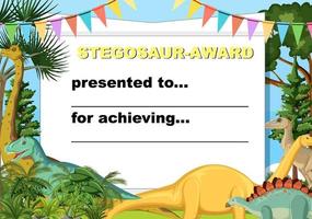 modelo de certificado com dinossauro vetor