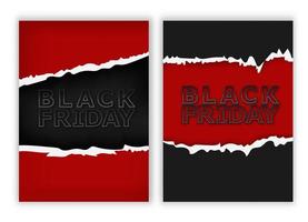 modelo de banner de ilustração vetorial 3d de venda sexta-feira negra com objetos pretos sobre fundo vermelho. promoção de vendas, ofertas especiais e publicidade de ofertas.