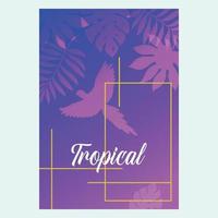 cartão vetorial com plantas tropicais para um feriado ou uma festa. um convite para um casamento. o contorno de um papagaio. vetor