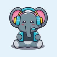 elefante fofo jogando uma ilustração vetorial de desenho animado de jogo vetor