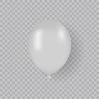 balão branco de maquete realista em fundo transparente. única bola de ar cinza 3d. balão redondo simulado para aniversário, festa, aniversário, festivo. ilustração vetorial isolado. vetor