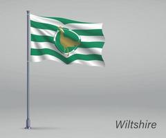 acenando a bandeira de wiltshire - condado da inglaterra no mastro da bandeira. modelo vetor