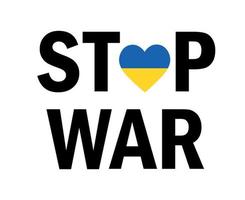 pare a guerra na ucrânia emblema coração ícone preto símbolo abstrato ilustração vetorial vetor