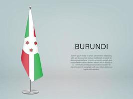 Burundi pendurando a bandeira no stand. modelo de banner de conferência vetor