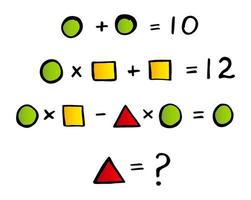 problema matemático a partir de formas geométricas simples. quebra-cabeça lógico para treinar sua inteligência vetor