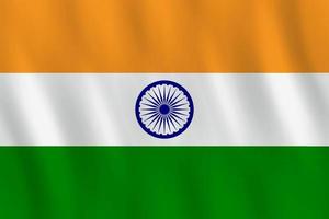 bandeira da índia com efeito de ondulação, proporção oficial. vetor