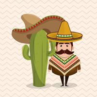 Caráter mexicano com Sombrero vetor