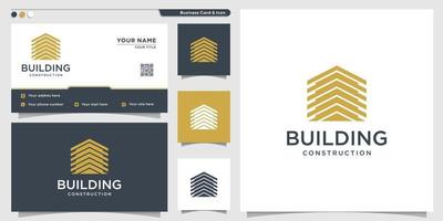 construção de logotipo com estilo único para modelo de design de empresa e cartão de visita, vetor premium