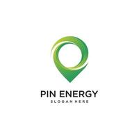 ilustração de design de logotipo de energia de pino, localização, pino, mapa, moderno, gradiente, vetor premium