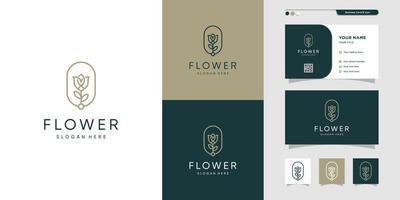 logotipo da flor e design de cartão de visita. beleza, moda, salão, vetor premium