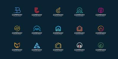 conjunto de coleção de logotipo da empresa com conceito moderno para construção, tecnologia, segurança e vetor premium pessoal