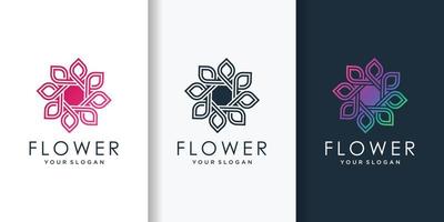 logotipo da flor com estilo gradiente moderno de beleza, mulher, flor, spa, saúde, vetor premium