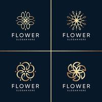 coleção de logotipo de flor de beleza dourada, saúde, spa, beleza, moderno, resumo, flor, vetor premium exclusivo