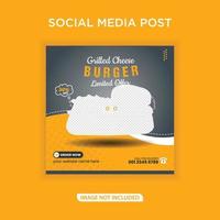 postagem de hambúrguer delicioso na mídia social vetor