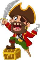 pirata capitão dos desenhos animados segurando uma espada vetor