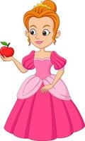desenho animado cinderela engraçada segurando a maçã vermelha vetor